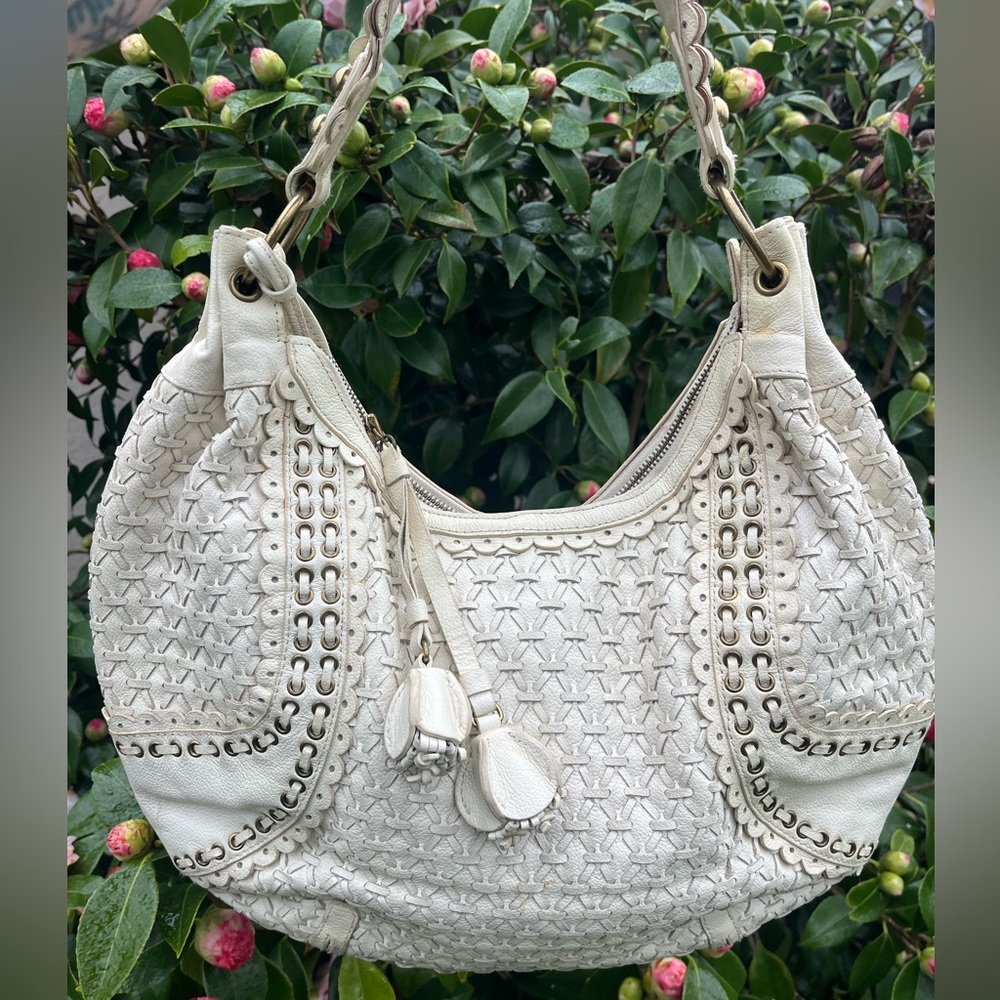 Ivory Isabella Fiore woven leather hobo bag